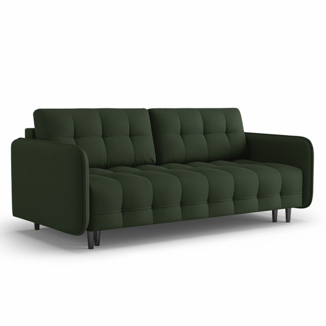 Canapea extensibila verde inchis/neagra din textil pentru 3 persoane Scaleta Besolux