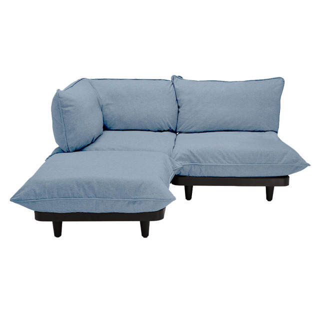 Canapea exterior modulara cu colt albastra din olefina si otel 190 cm Paletti Fatboy