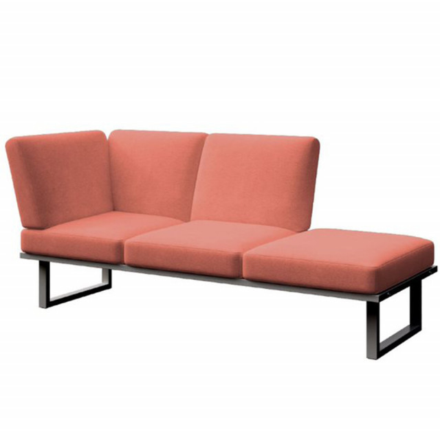 Canapea exterior rosu corai/gri antracit din olefina si otel pentru 2 persoane Soledo Left Mesonica