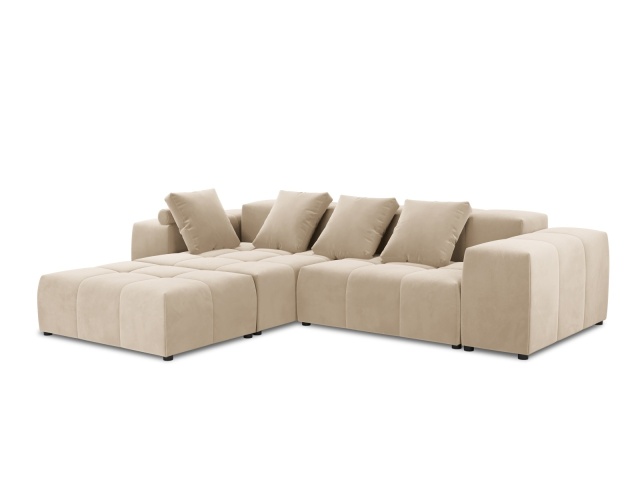 Canapea modulara bej din catifea pentru 5 persoane Rome Reversible Besolux