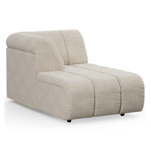Canapea modulara crem din textil 177 cm Wave Boucle Divan Left HKliving