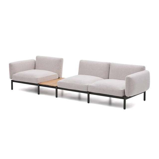 Canapea modulara exterior bej din textil pentru 3 persoane Sorells Kave Home