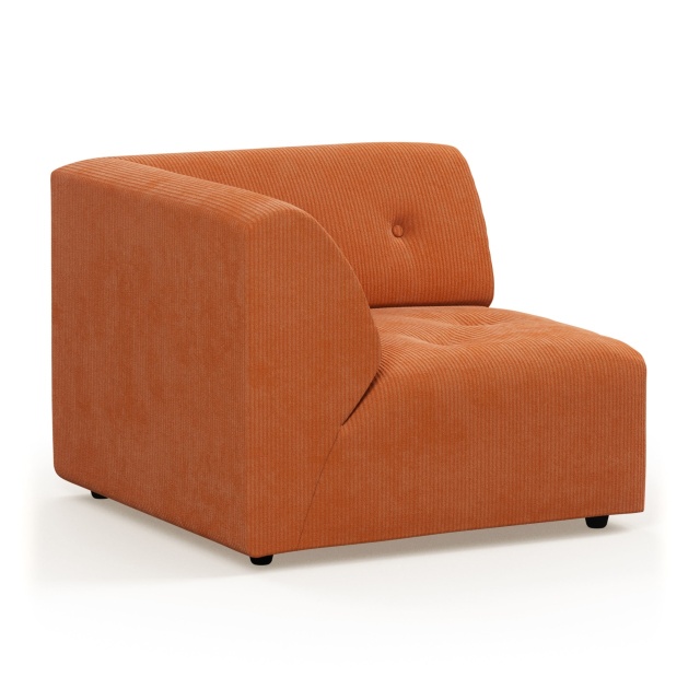 Canapea modulara portocalie din textil 94 cm Vint Corduroy Left HKliving