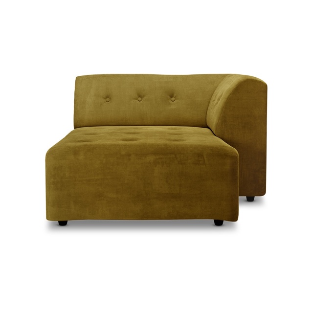 Canapea modulara verde oliv din catifea 118 cm Vint Right Divan HKliving
