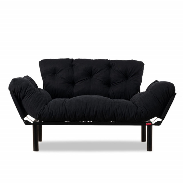 Canapea recliner negru din textil pentru 2 persoane Nitta The Home Collection
