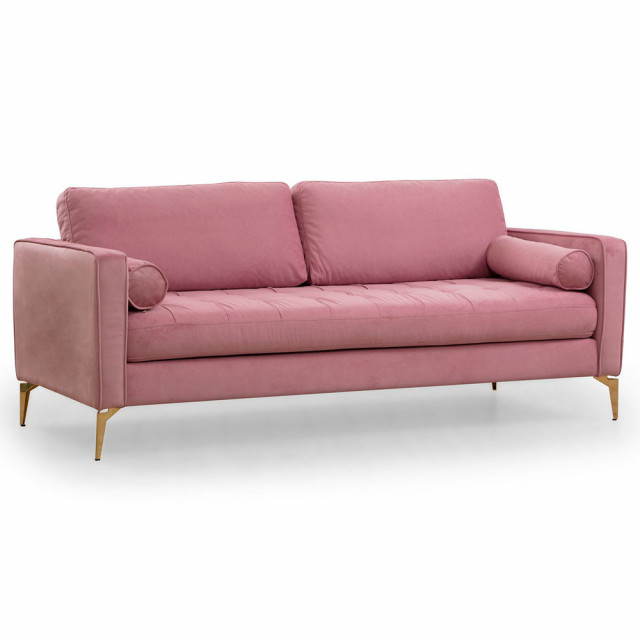 Canapea roz prafuit din textil pentru 3 persoane Rome The Home Collection