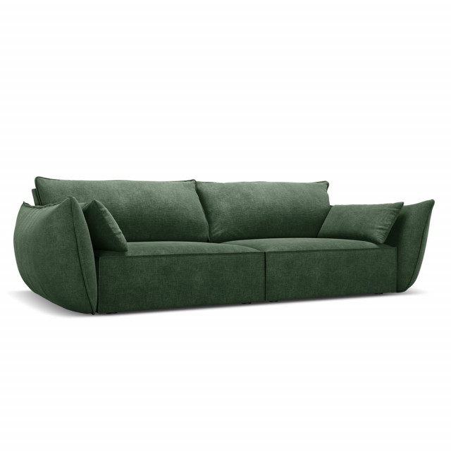 Canapea verde deschis din textil si lemn de pin pentru 3 persoane Kaelle Besolux
