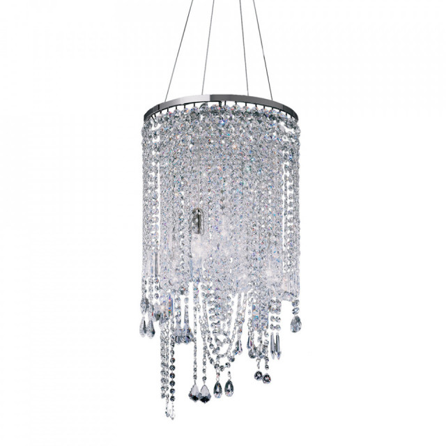 Candelabru gri nichel din metal si sticla cu 5 becuri Cascade Versmissen