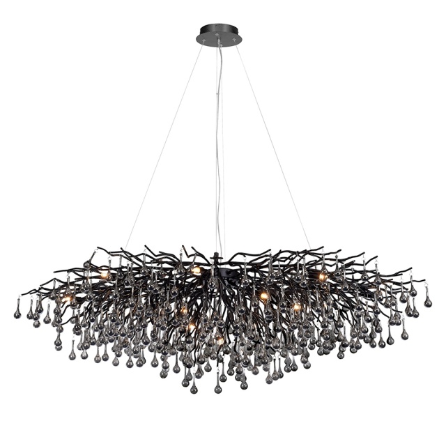 Candelabru negru din metal cu 15 becuri Iicicle Zuma Line