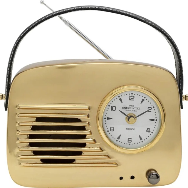 Ceas de masa auriu din metal 20x22 cm Radio Kare