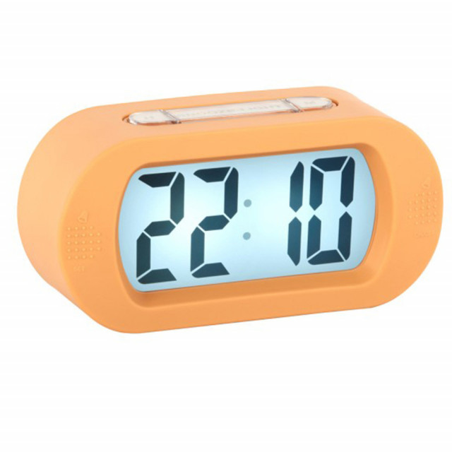Ceas de masa dreptunghiular portocaliu 7x14 cm Alarm Gummy Present Time