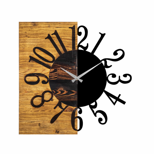 Ceas de perete rotund maro/negru din lemn 58 cm Clock 7 The Home Collection