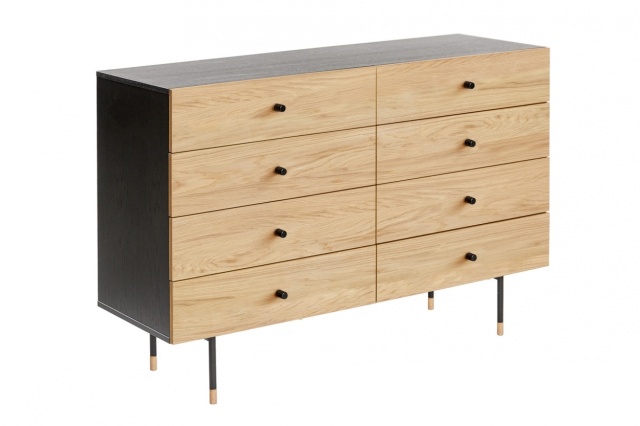Comoda maro/neagra din lemn 130 cm Jugend Double Woodman