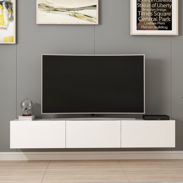 Comoda TV alba din lemn 180 cm Rigel The Home Collection