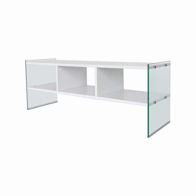 Comoda TV alba din sticla 120 cm Voda The Home Collection