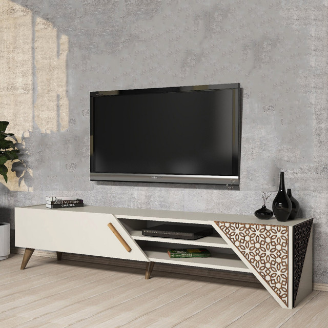 Comoda TV crem din lemn 180 cm Beril The Home Collection
