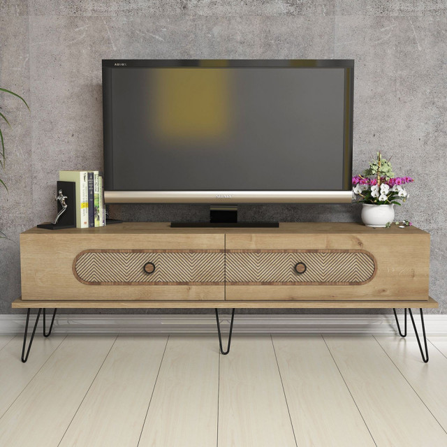Comoda TV maro din lemn 145 cm Ekol The Home Collection