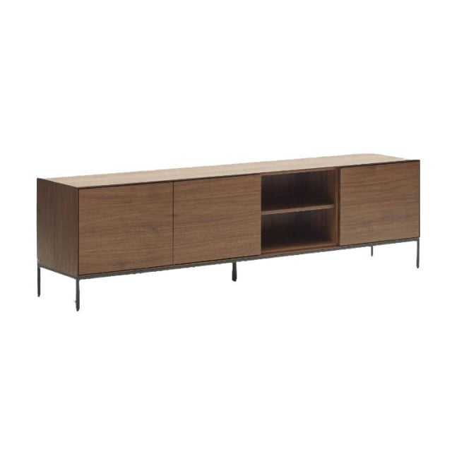 Comoda TV maro din metal 195 cm Vedrana Walnut Three Kave Home