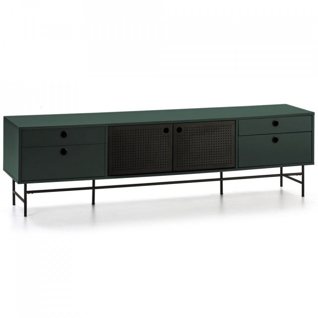 Comoda TV verde inchis/neagra din metal 180 cm Punto Teulat