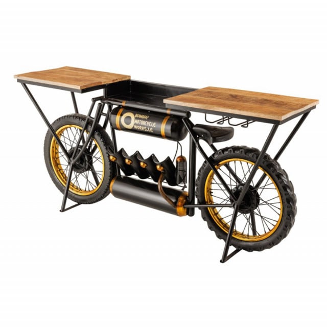 Consola bar maro/neagra din lemn de mango si metal 185 cm Motorcycle The Home Collection
