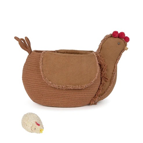 Cos cu capac maro din bumbac Chicken Lorena Canals
