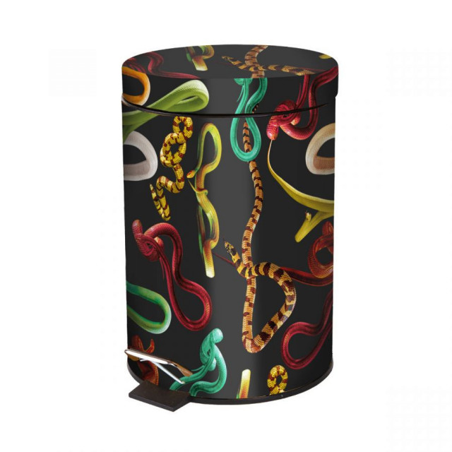 Cos de gunoi multicolor din metal 12 L Snakes Seletti