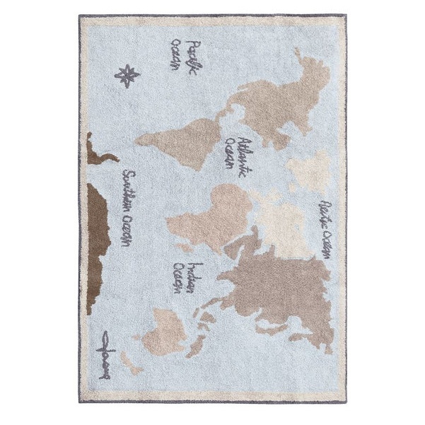Covor pentru copii multicolor din bumbac 140x200 cm Vintage Map Lorena Canals