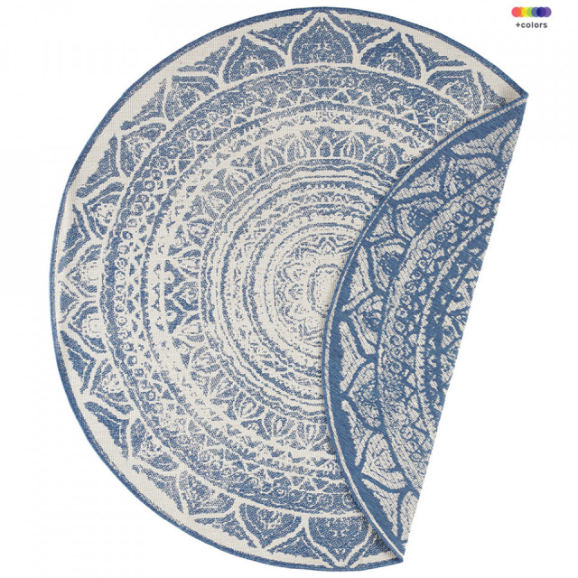 Covor reversibil albastru/crem din polipropilena pentru exterior 140 cm Twin Supreme Blue Cream Northrugs