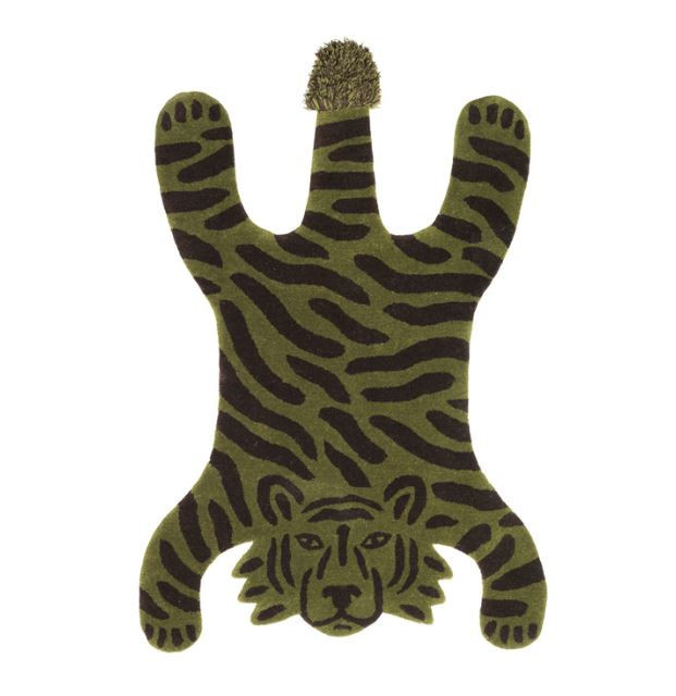 Covor verde/negru din fibre naturale 118x160 cm Safari Tiger Ferm Living