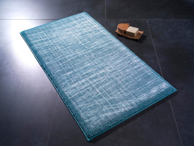 Covoras de baie albastru din fibre sintetice 80x140 cm Miles The Home Collection