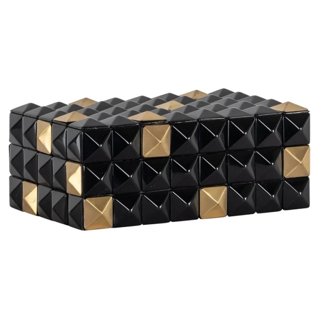 Cutie cu capac aurie/neagra din metal Velicia Richmond Interiors