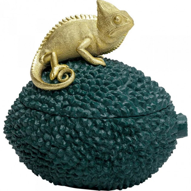 Cutie cu capac verde/aurie din fibre sintetice Chameleon Kare