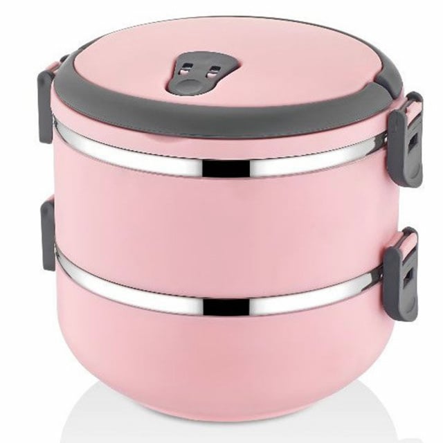 Cutie pentru pranz cu 2 nivele roz din metal 1.5 L Pot The Home Collection