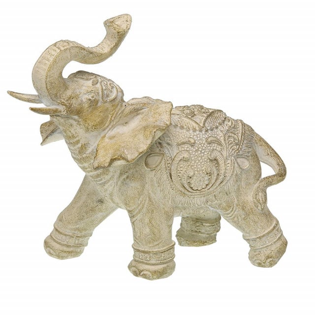 Decoratiune crem din fibre sintetice 14 cm Elephant Versa Home