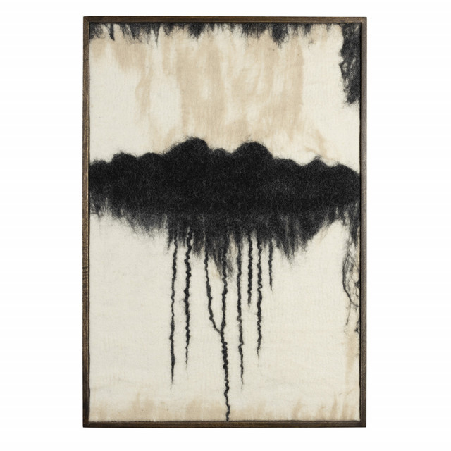 Decoratiune de perete alba/neagra din lemn si fibre naturale 59x84 cm Avanish Dutchbone