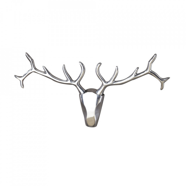 Decoratiune de perete argintie din metal 45x90 cm Deer The Home Collection