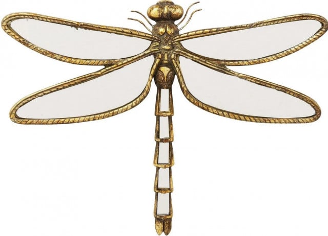 Decoratiune de perete aurie din fibre sintetice 27x37 cm Dragonfly Kare