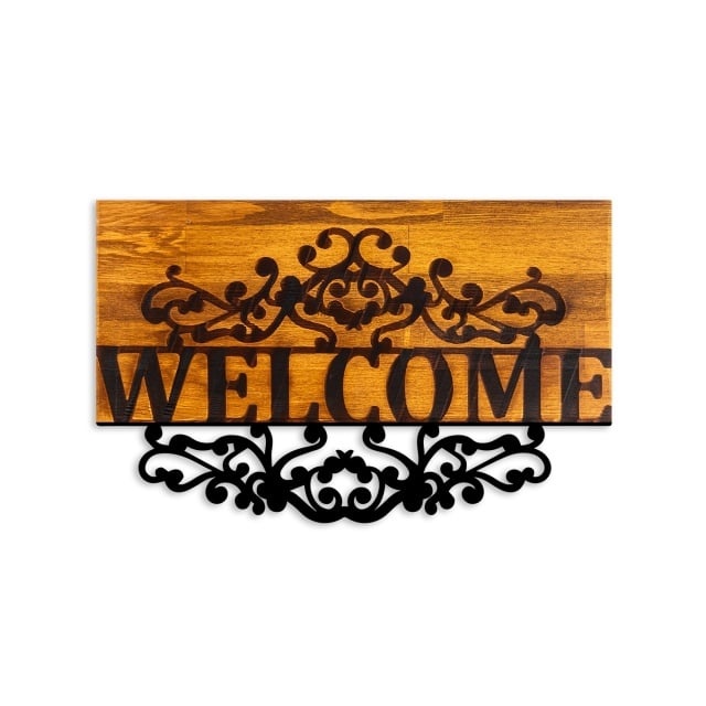 Decoratiune de perete maro/neagra din metal 36x58 cm Welcome The Home Collection