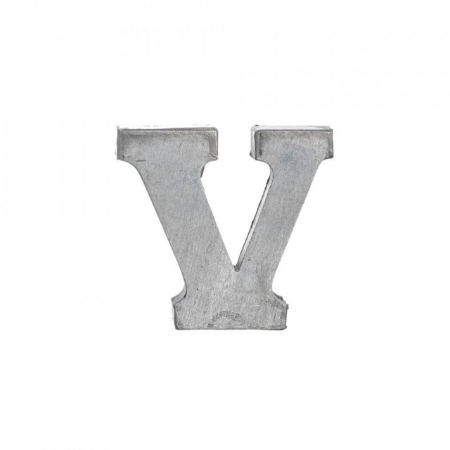 Decoratiune gri din metal 5 cm Letter V Madam Stoltz