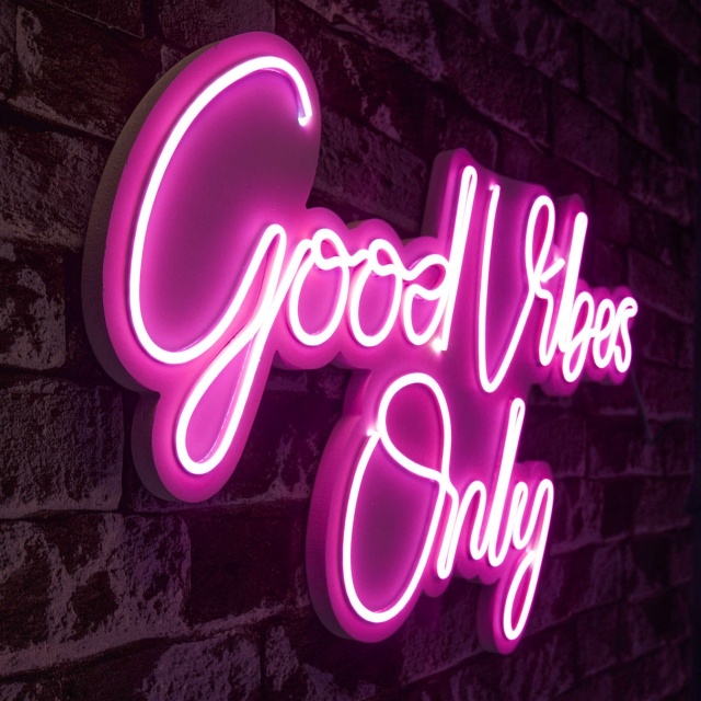 Decoratiune luminoasa de perete roz din plastic Good Vibes The Home Collection