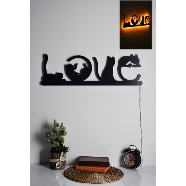 Decoratiune luminoasa galbena Cat Love The Home Collection