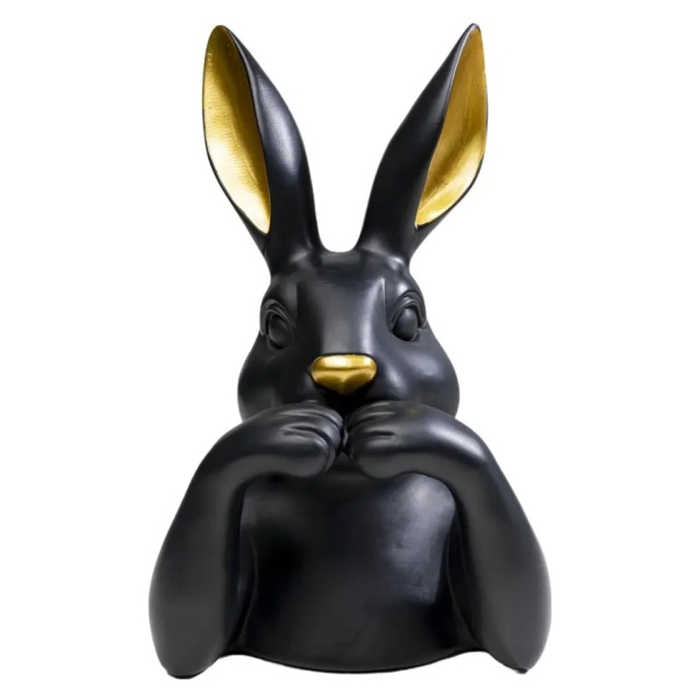 Decoratiune neagra/aurie din fibre sintetice 31 cm Sweet Rabbit Kare