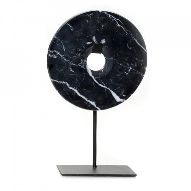 Decoratiune neagra din marmura 35 cm Disc Bazar Bizar