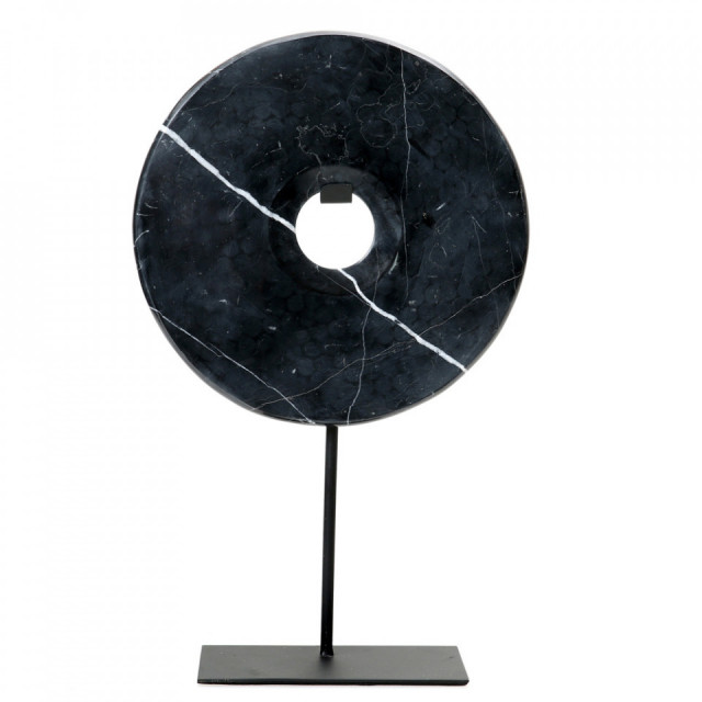 Decoratiune neagra din marmura 40 cm Disc Bazar Bizar