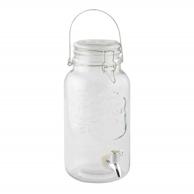 Dozator pentru bauturi transparent/argintiu din sticla si metal 3,6 L Joy Esschert Design