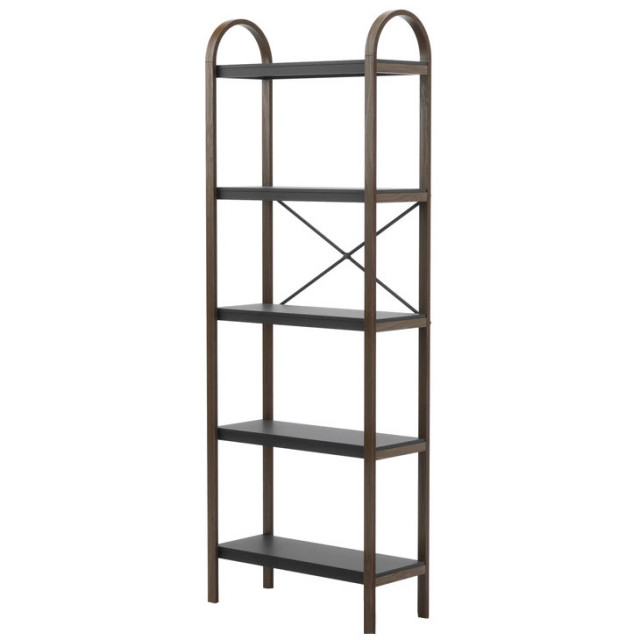 Etajera neagra/maro din lemn 170 cm Ayana Umbra