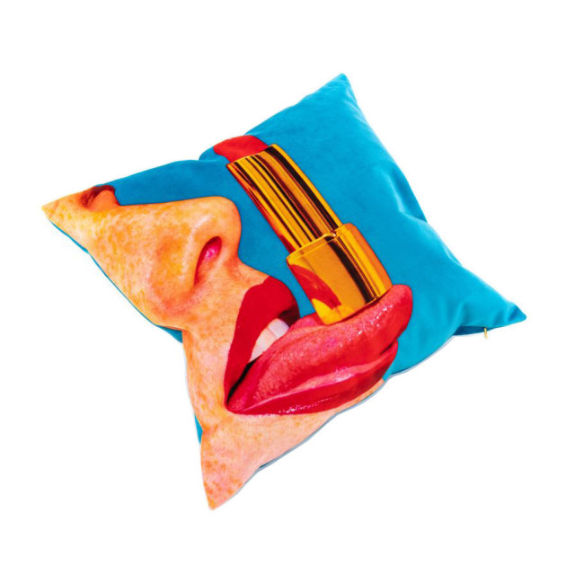 Fata de perna patrata multicolora din poliester 50x50 cm Tongue Toiletpaper Seletti