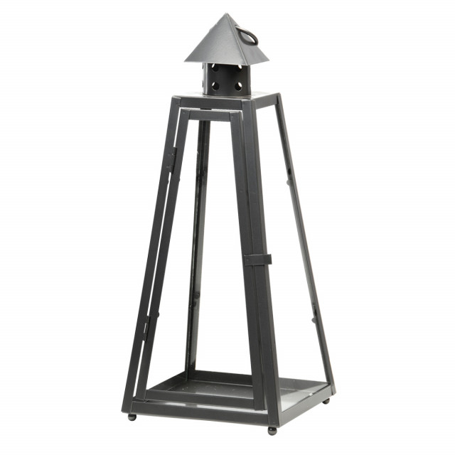 Felinar transparent/gri din metal 40 cm Pyramid Esschert Design