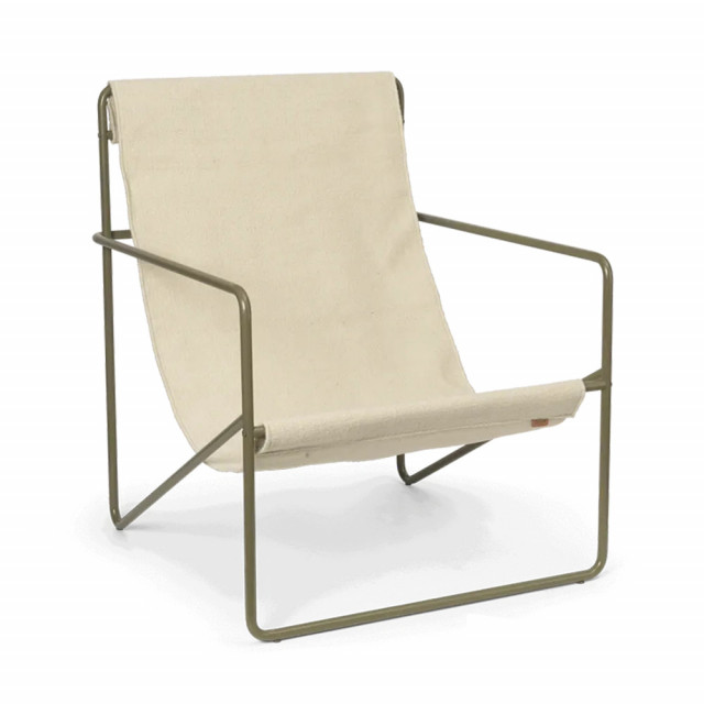 Fotoliu exterior crem/verde oliv din textil Desert Ferm Living