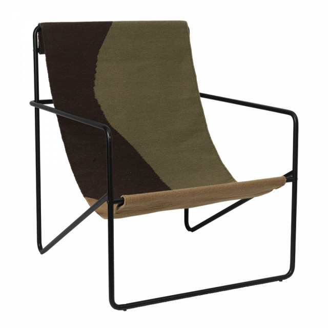 Fotoliu exterior negru/verde din textil Desert Ferm Living